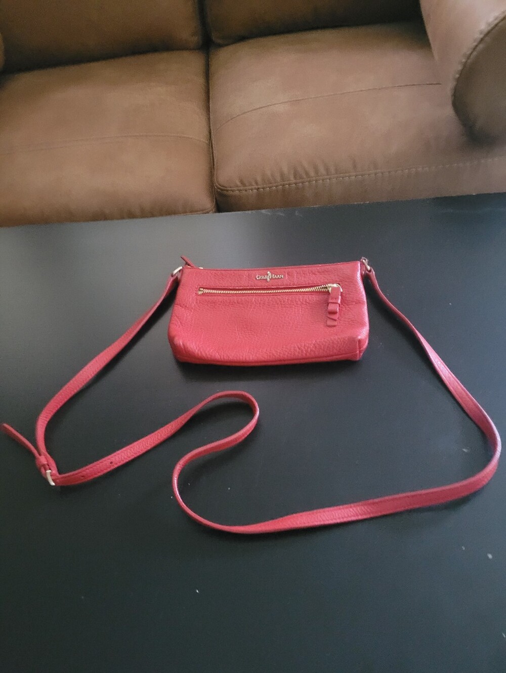 Cole Haan Red Pebbled Leather Crossbody Wristlet